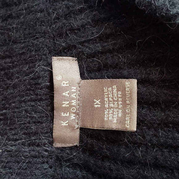 Kenar Womens Black Alpaca Sweater Cardigan Warm Pockets Neutral Sz.1X - Picture 11 of 11